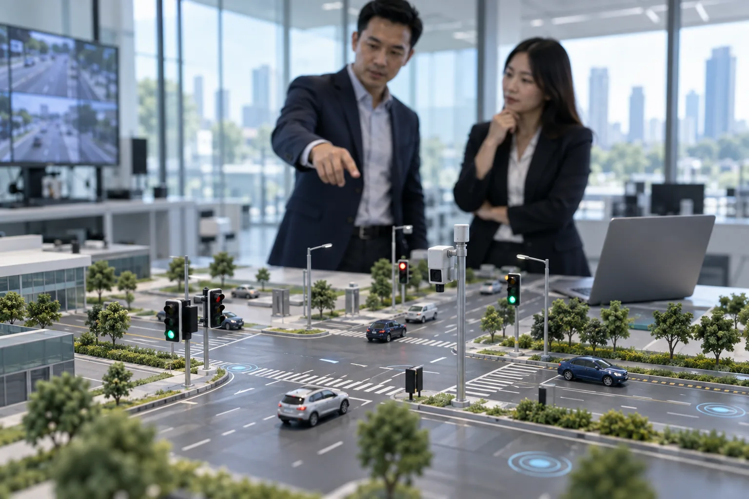 道路技术模型演示场景；AI生成示意图，非MyARTTE现场照片或真实道路部署。